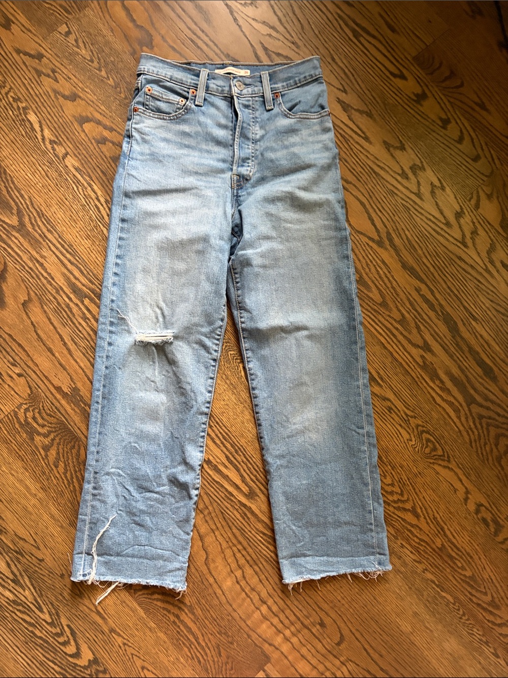 Levi’s Straight-Leg Ankle Length Distressed Jeans